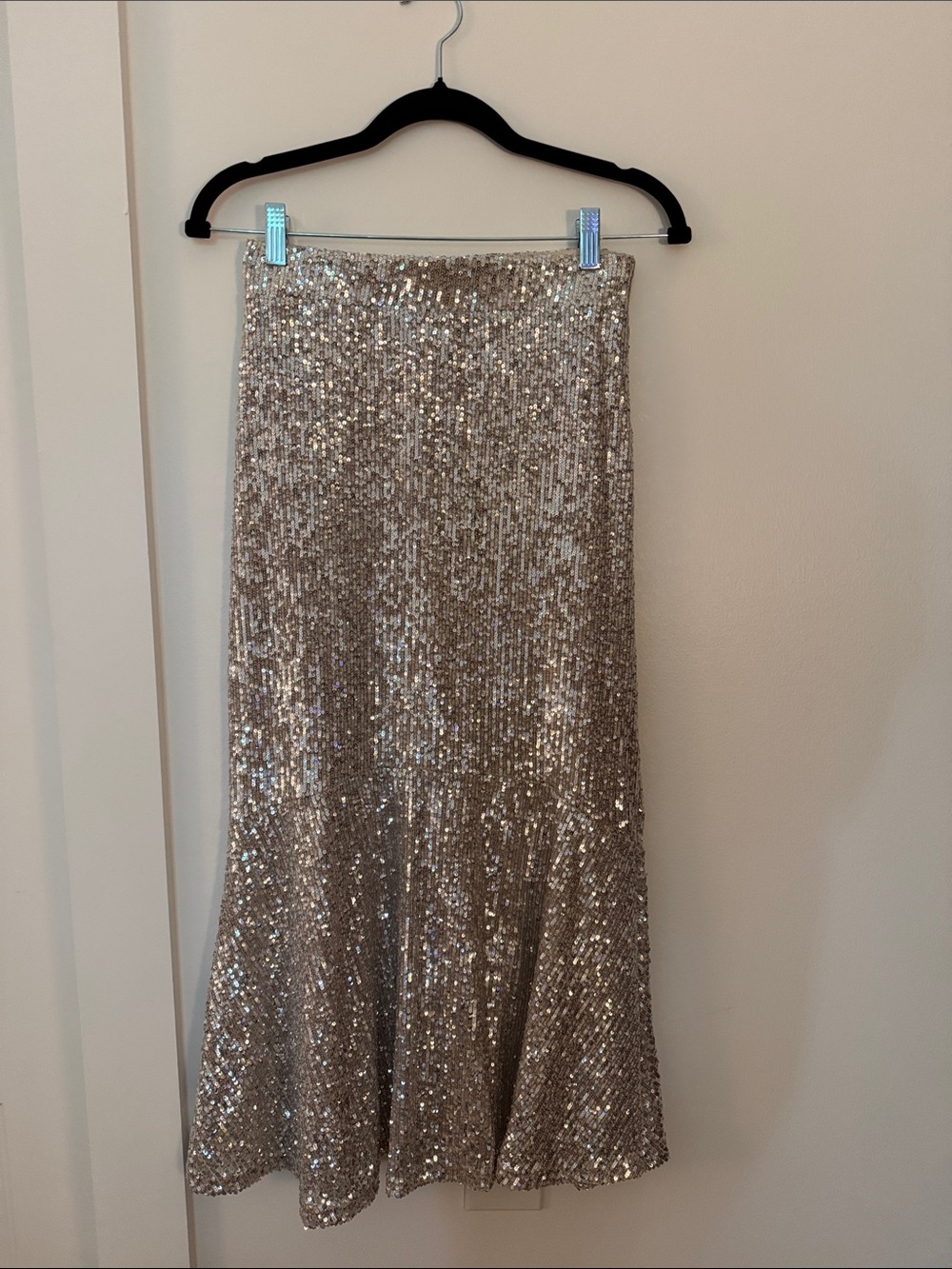 Rachel Zoe Sequin Midi Skirt in Champagne Gold